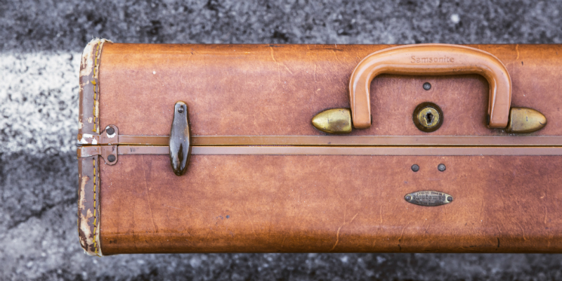 Close up of top of suitcase