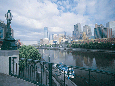 View of Melbourne city over the river