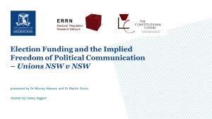 Election Funding and the Implied Freedom of Political Communication