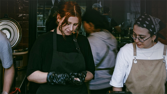 people working