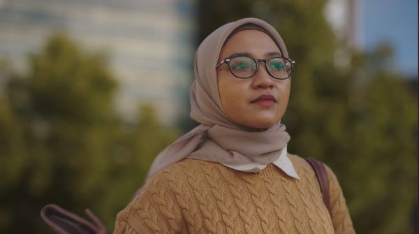 A closeup of Tia's face in natural light