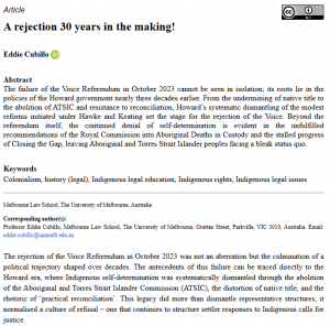 Article: A Rejection 30 Years in the Making  by prof. eddie cubillo