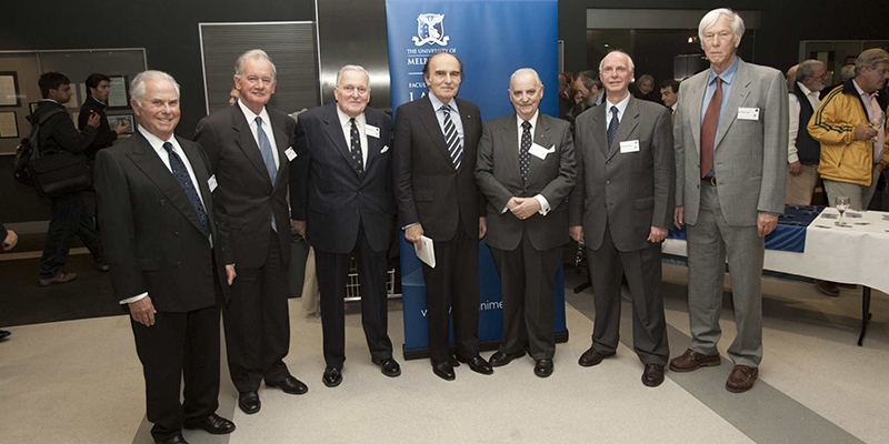 Professor Robin Sharwood AM pictured with former classmates
